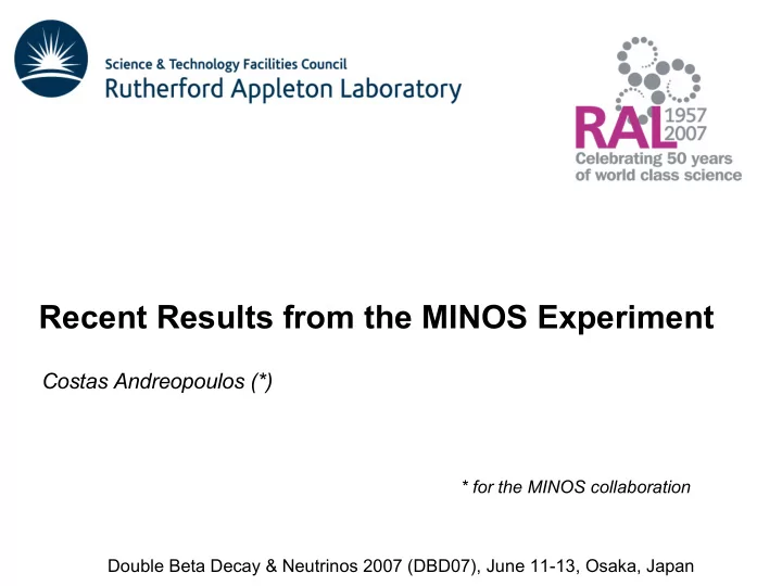 recent results from the minos experiment