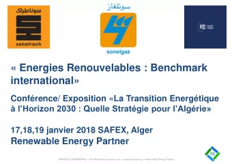 Energies Renouvelables : Benchmark  international  Confrence/ Exposition La Transition