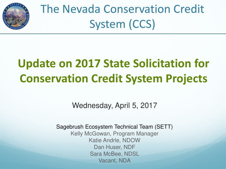 the nevada conservation credit system ccs update on 2017