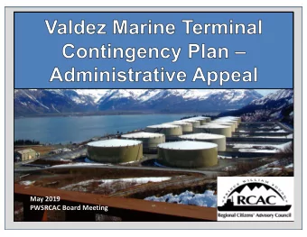 May 2019  PWSRCAC Board Meeting  VMT Administrative Appeal  What was appealed?  Parties to