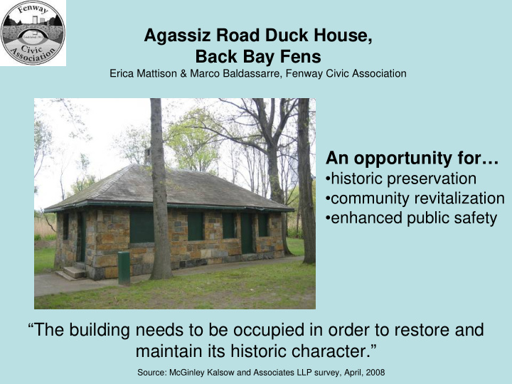 agassiz road duck house back bay fens