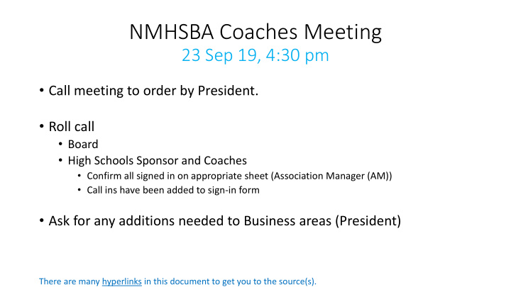 nmhsba coaches meeting
