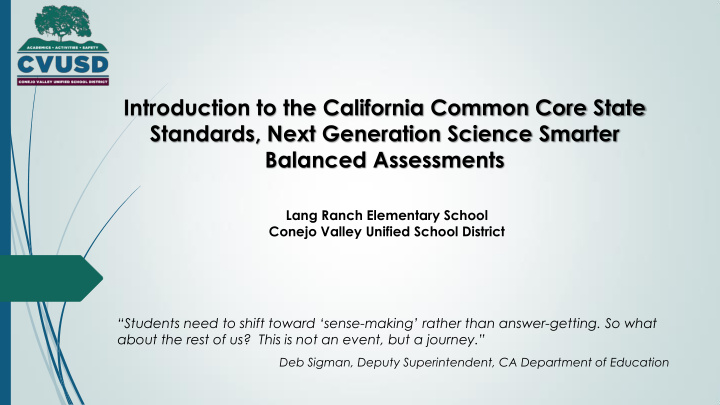 introduction to the california common core state