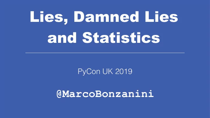 lies damned lies and statistics