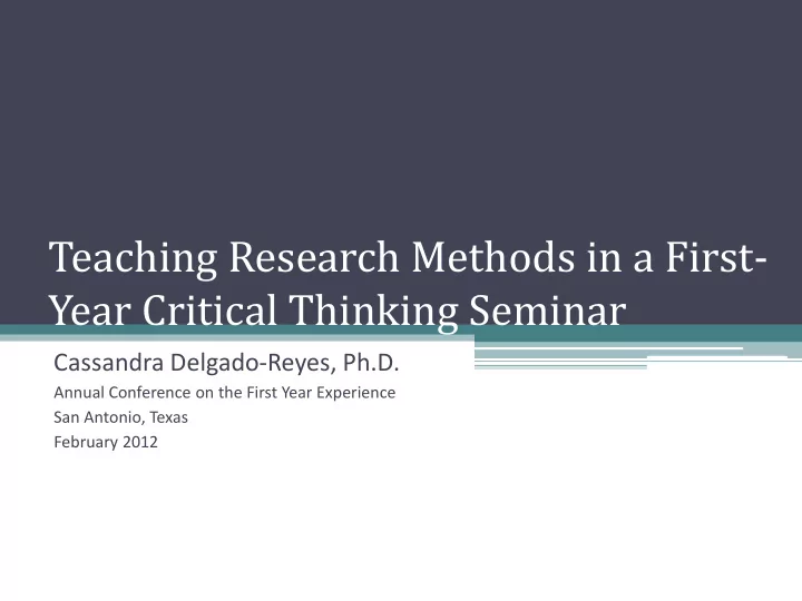 year critical thinking seminar