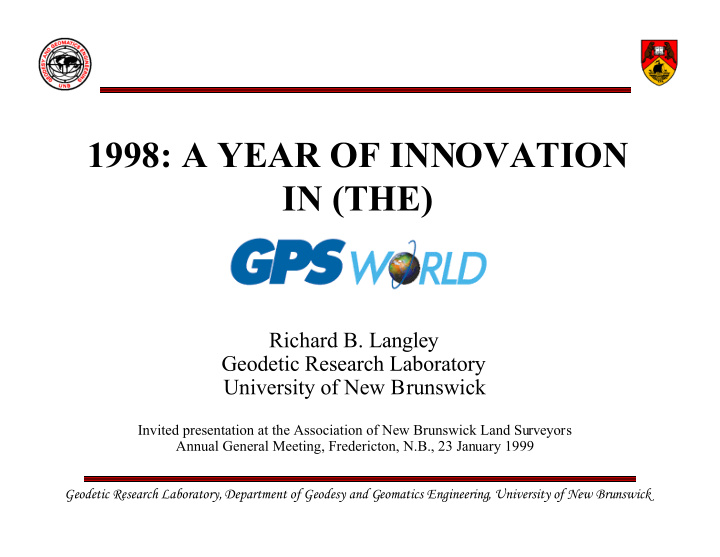 1998 a year of innovation in the