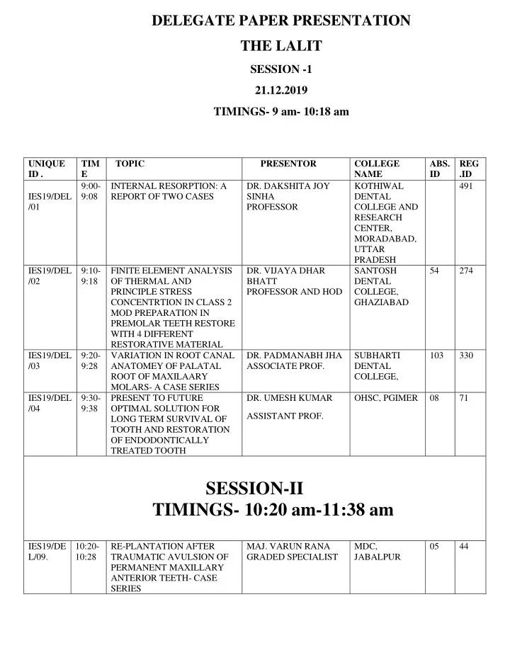 session ii timings 10 20 am 11 38 am