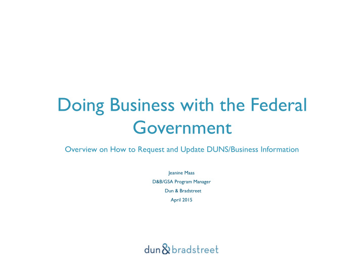 doing business with the federal government
