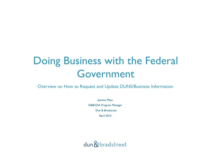 doing business with the federal government