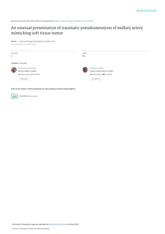 An unusual presentation of traumatic pseudoaneurysm of axillary artery  mimicking soft tissue tumor