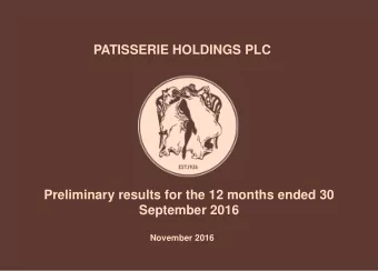 Preliminary results for the 12 months ended 30  September 2016  November 2016  0  Contents