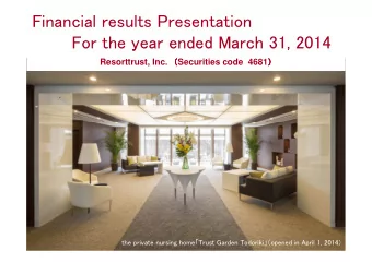 Financial results Presentation  Financial results Presentation  For the year ended March 31, 2014