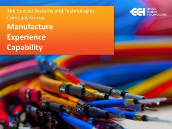 Experience  Capability The SST Group  Centre of expertise and technologies  The Special Systems
