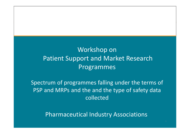 workshop on patient support and market research programmes