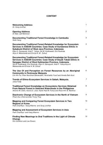 CONTENT Welcoming Address  1 Dr. Sung JooHan  Opening Address  2  Dr Abd. Latif Mohmod  Documenting