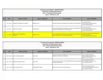 Department of Mathematical Sciences  Date : 27 November 2018 (Tuesday)  Venue : VIVA Room 2, T05