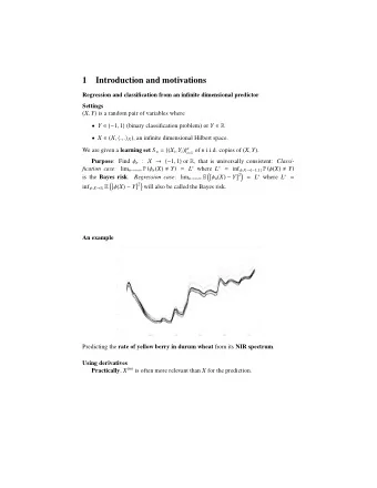 1  Introduction and motivations  Regression and classification from an infinite dimensional