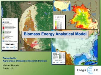 Biomass Energy Analytical Model  Presented to  Agricultural Utilization Research Institute  Michael