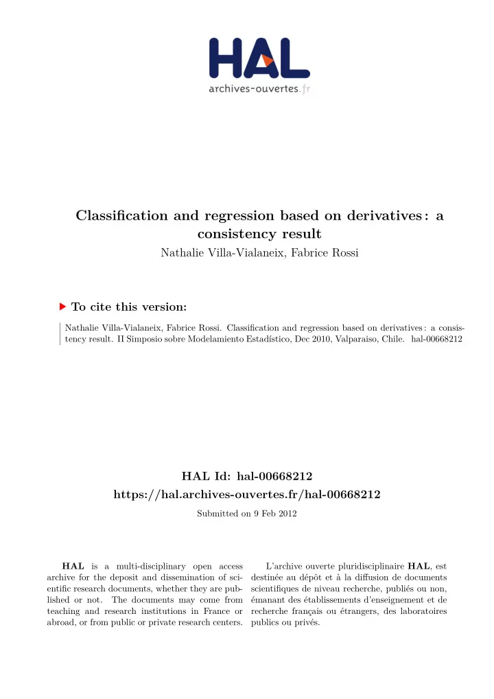 consistency result classifjcation and regression based on