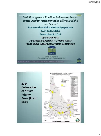 Delineation  of Nitrate  Priority  Areas (Idaho  DEQ)  1  12/24/2014  2011 Idaho  Agricultural