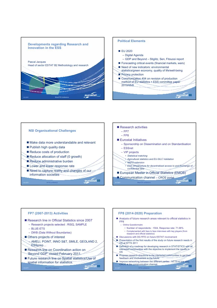 political elements developments regarding research and