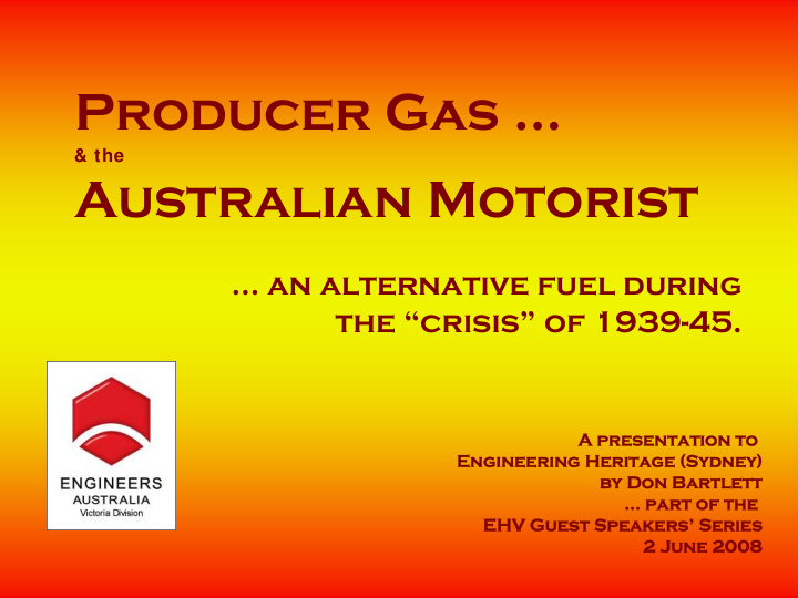 producer gas the australian motorist an alternative fuel