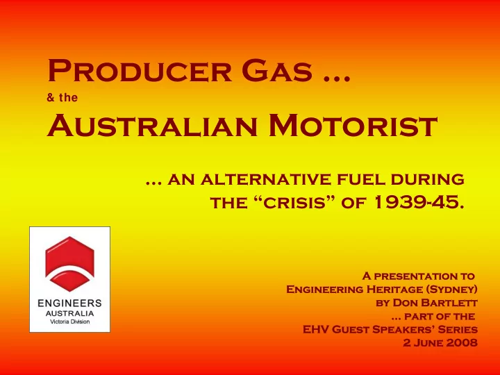 producer gas the australian motorist an alternative fuel