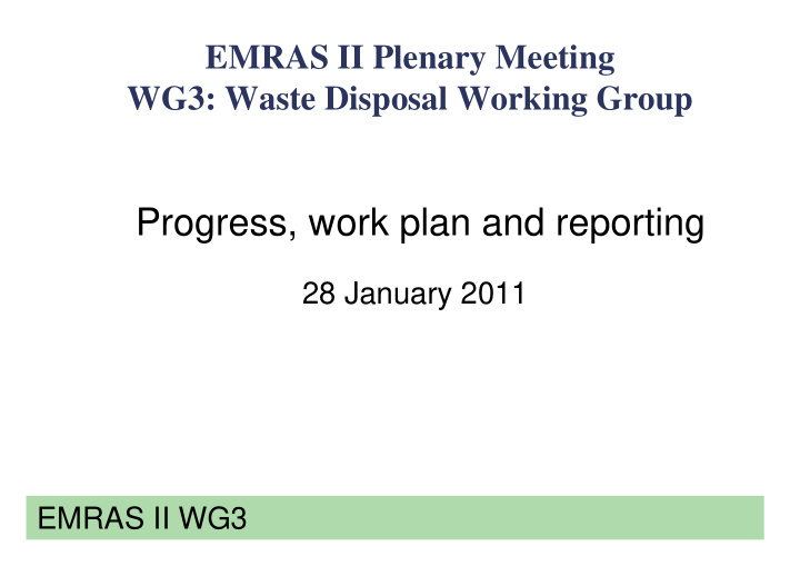 progress work plan and reporting