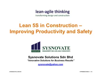 Lean 5S in Construction   Improving Productivity and Safety  Sysnovate Solutions Sdn Bhd