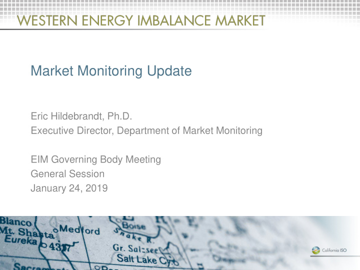 market monitoring update