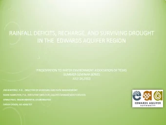 RAIN  INFALL D  DEFICIT  ITS, R  RECHARGE, A  AND SU  SURVIV  IVIN  ING D  DROUGHT  IN  N THE