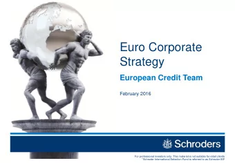 Euro Corporate  Strategy  European Credit Team  February 2016  For professional investors only.