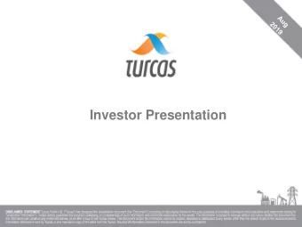 Investor Presentation  Table of Contents  1. Turcas: A Sustainable Investment Platform  Page # a)