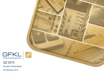 Q2 2015  Investor Presentation  30 September 2015  Disclaimer  By reading or reviewing the