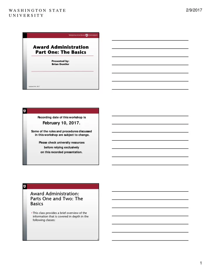 award administration ard administration part one part one