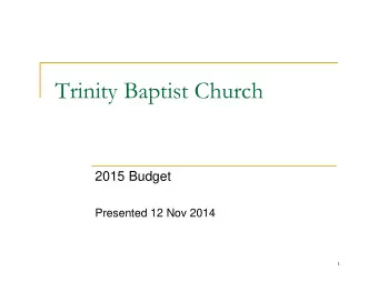 Trinity Baptist Church  2015 Budget  Presented 12 Nov 2014  1  Summary  $903,258  -11%  ($109,196)