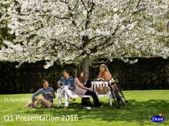 Q1 Presentation 2016  Eng US  Disclaimer  This presentation has been prepared by Duni AB (the