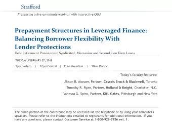 Prepayment Structures in Leveraged Finance:  Balancing Borrower Flexibility With  Lender