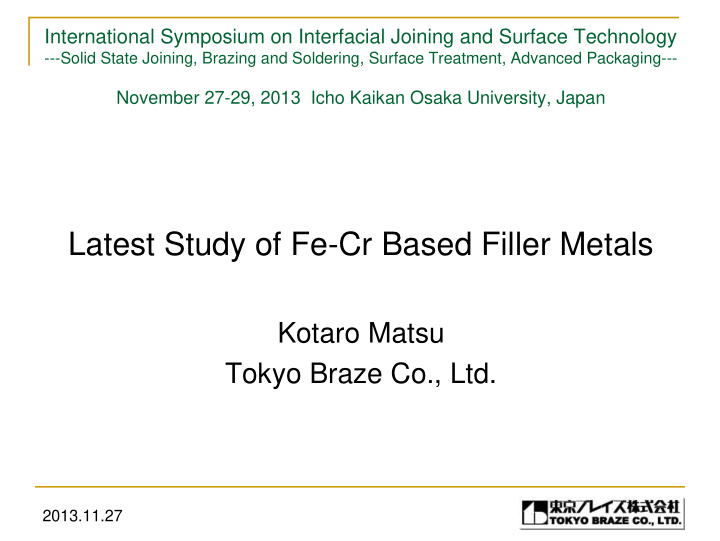 latest study of fe cr based filler metals