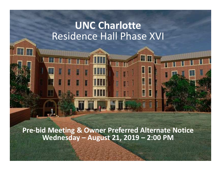 unc charlotte residence hall phase xvi