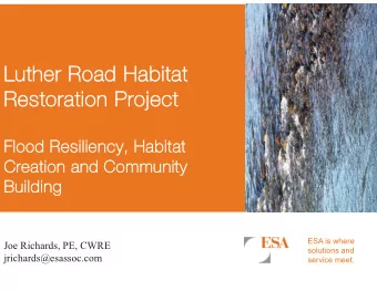 Luther Road Habitat  Restoration Project  Flood Resiliency, Habitat  Creation and Community