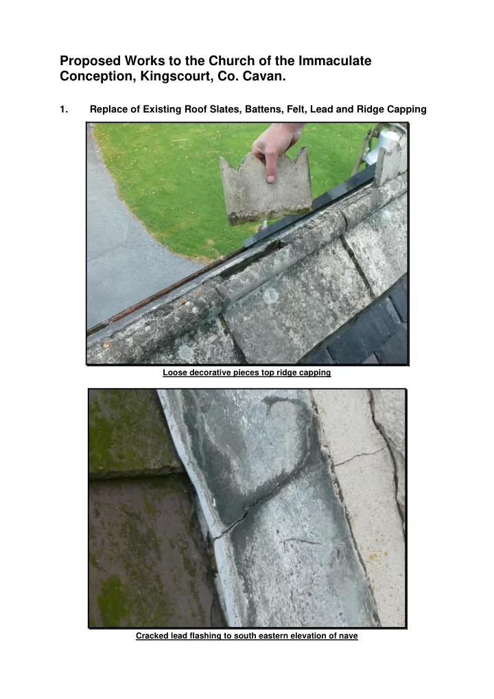 proposed works to the church of the immaculate conception