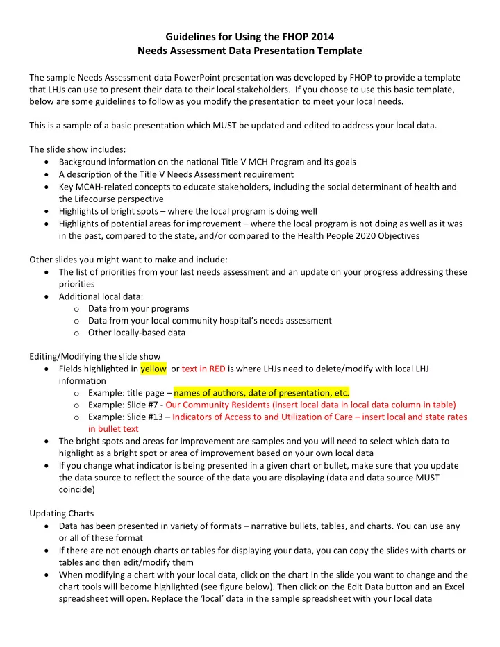 guidelines for using the fhop 2014 needs assessment data