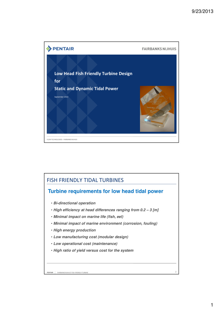 fish friendly tidal turbines