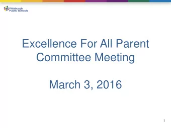 Committee Meeting  March 3, 2016  1  AGENDA  Dinner at 5:30 PM  Welcome &amp; Announcements