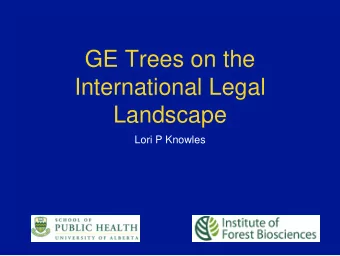 International Legal  Landscape  Lori P Knowles  Panel Questions  The challenges the U.S.