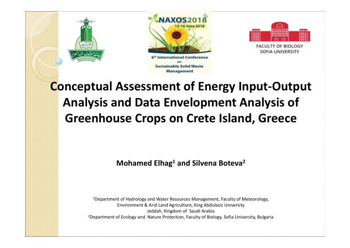 conceptual assessment of energy input output analysis and