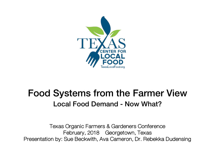 food systems from the farmer view