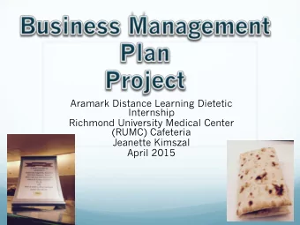 Aramark Distance Learning Dietetic  Internship  Richmond University Medical Center  (RUMC)