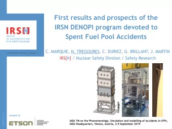 First results and prospects of the  IRSN DENOPI program devoted to  Spent Fuel Pool Accidents  C.